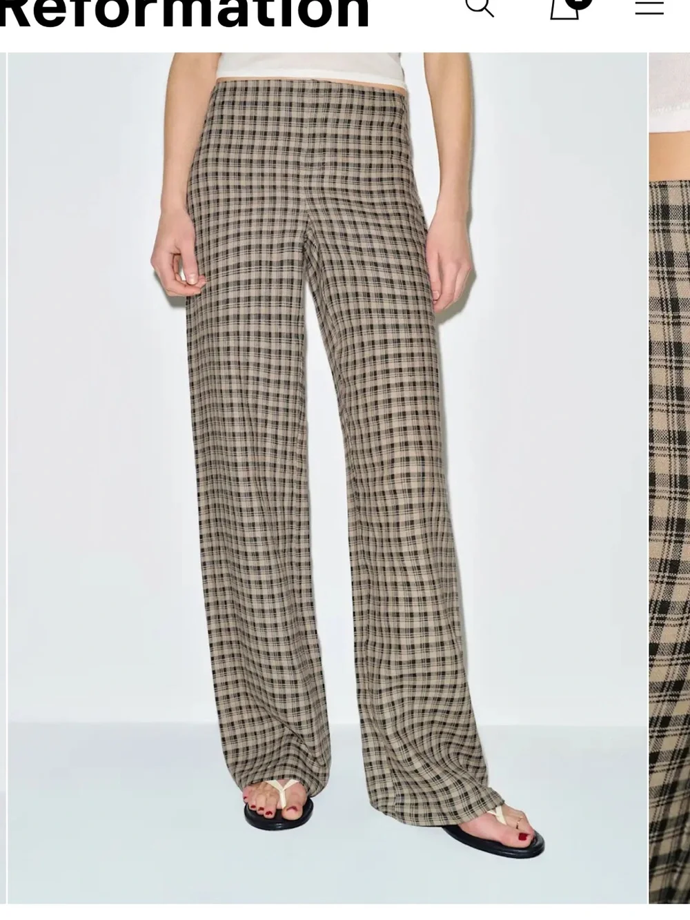 reformation Vida Checked low rise Linen Pants checked - size 4 short length
